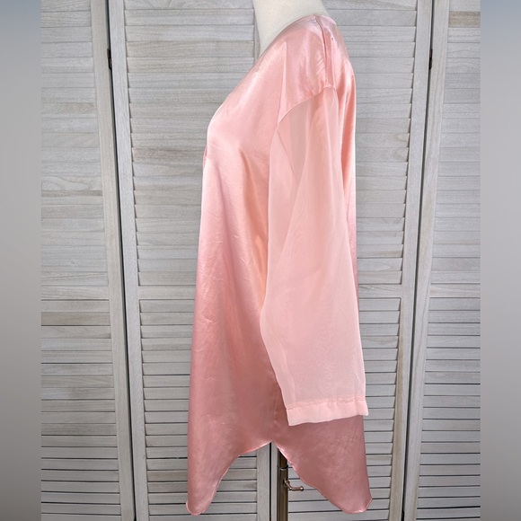 VICTORIA'S SECRET Vintage Gold Label Satin Sleep Shirt w Sheer Sleeves Pink-M/L - Picture 4 of 8